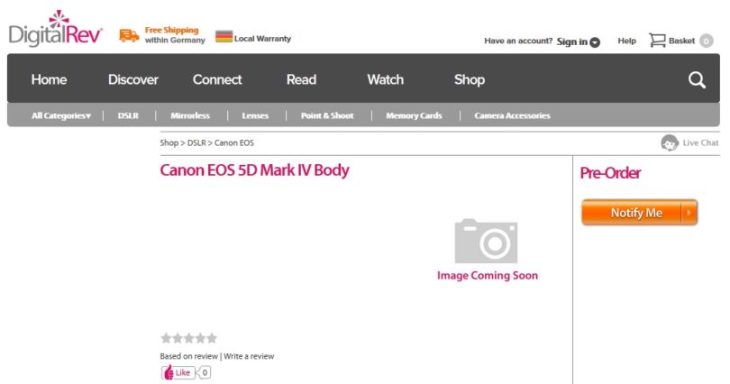 Canon EOS 5D Mark IV vorbestellen